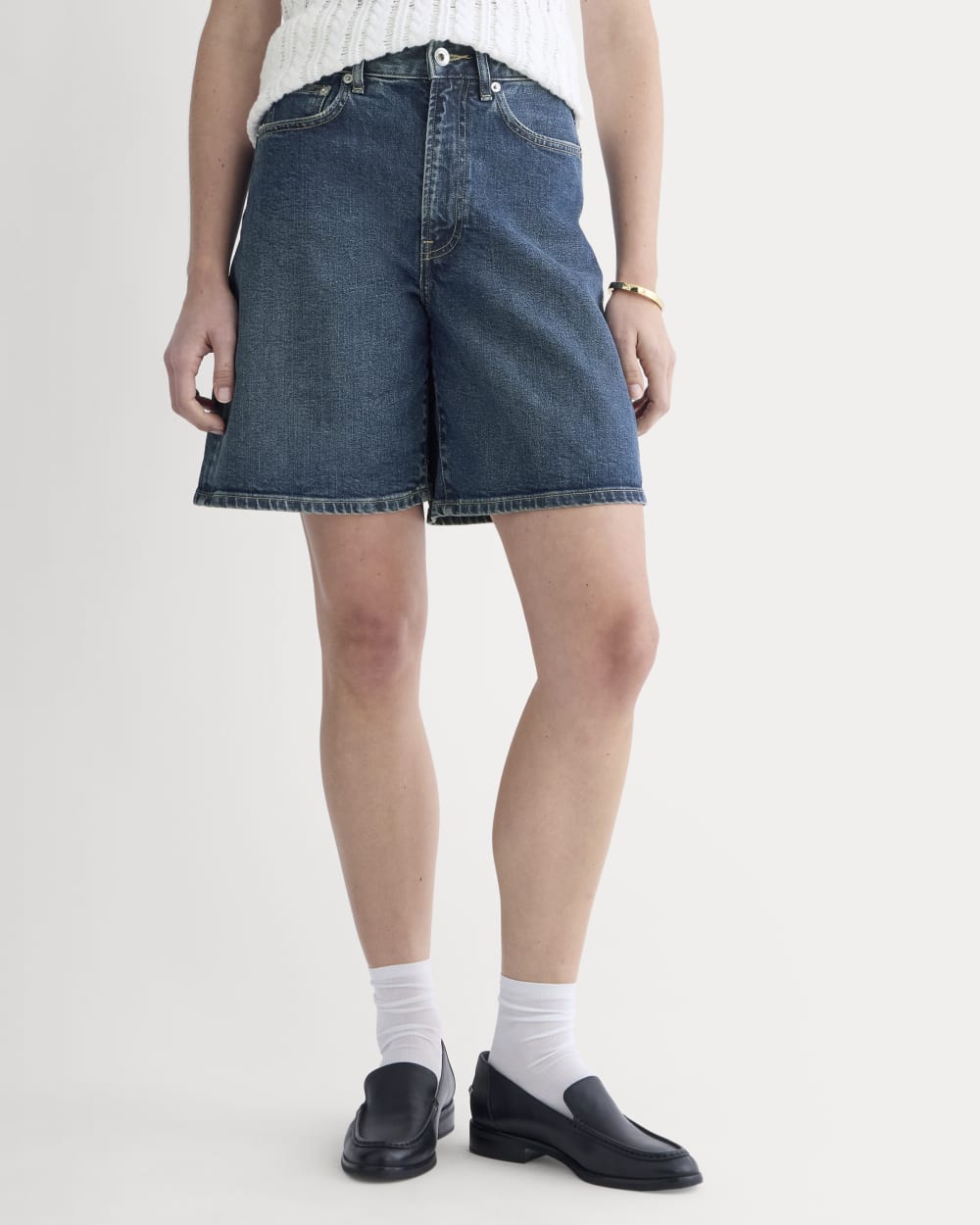 The Long A-Line Denim Short | Dark Indigo - Image 3