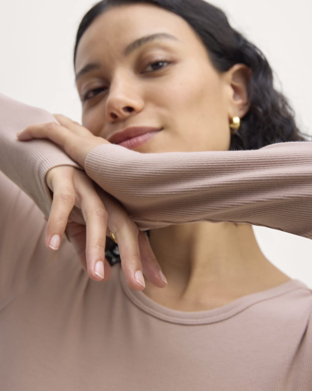 The Luxe Rib Long-Sleeve Crew | Dusty Rose - Image 3