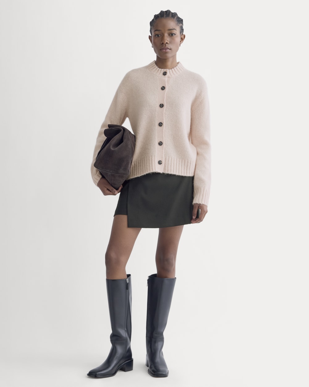 The Crew Cardigan in Alpaca | Soft Rose - Image 3