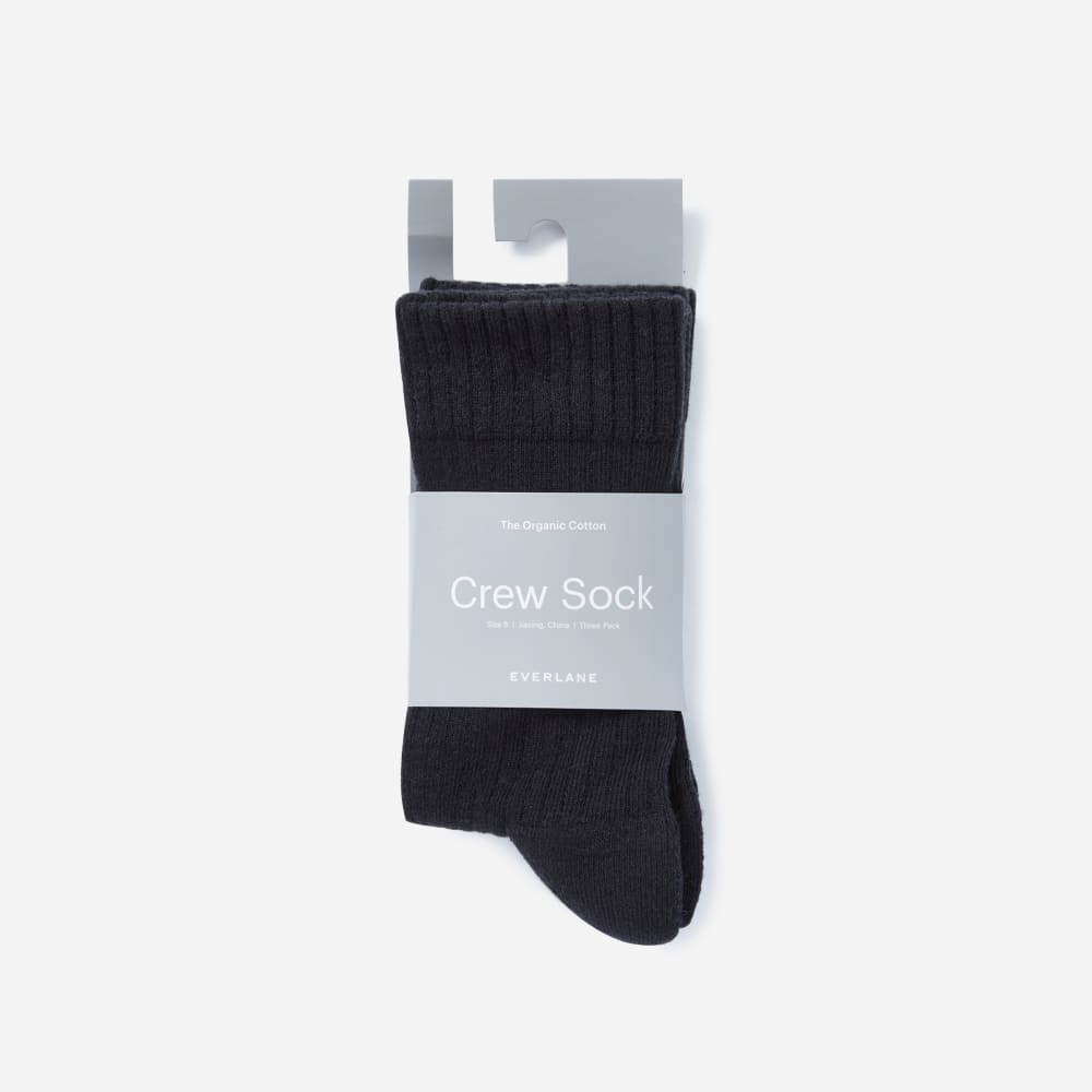 The Organic Cotton Ribbed Crew Sock 3-Pack | Black - Image 3