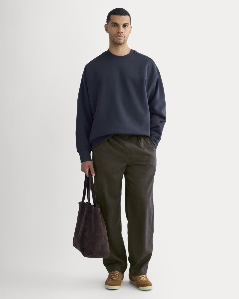 Luxe Fleece Crew Pullover | Navy - Image 3