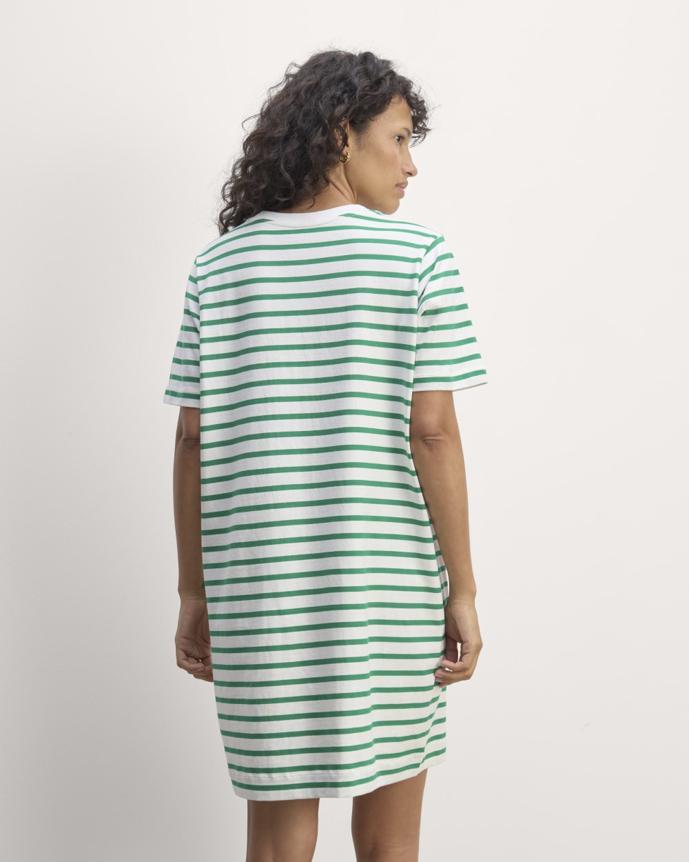 The Organic Cotton Weekend Tee Dress | Bone / Grass Green - Image 5