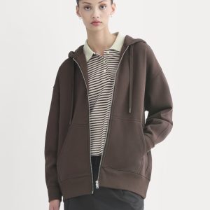 Luxe Fleece Oversized Full-Zip Hoodie | Dark Chocolate