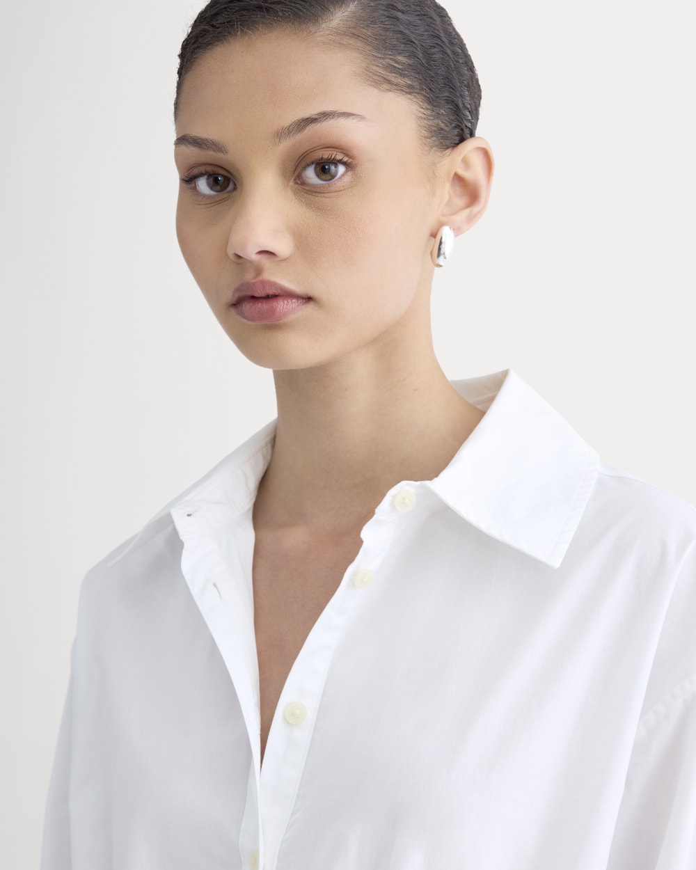 The Drawcord Shirtdress in Ultrasoft Cotton | White - Image 3