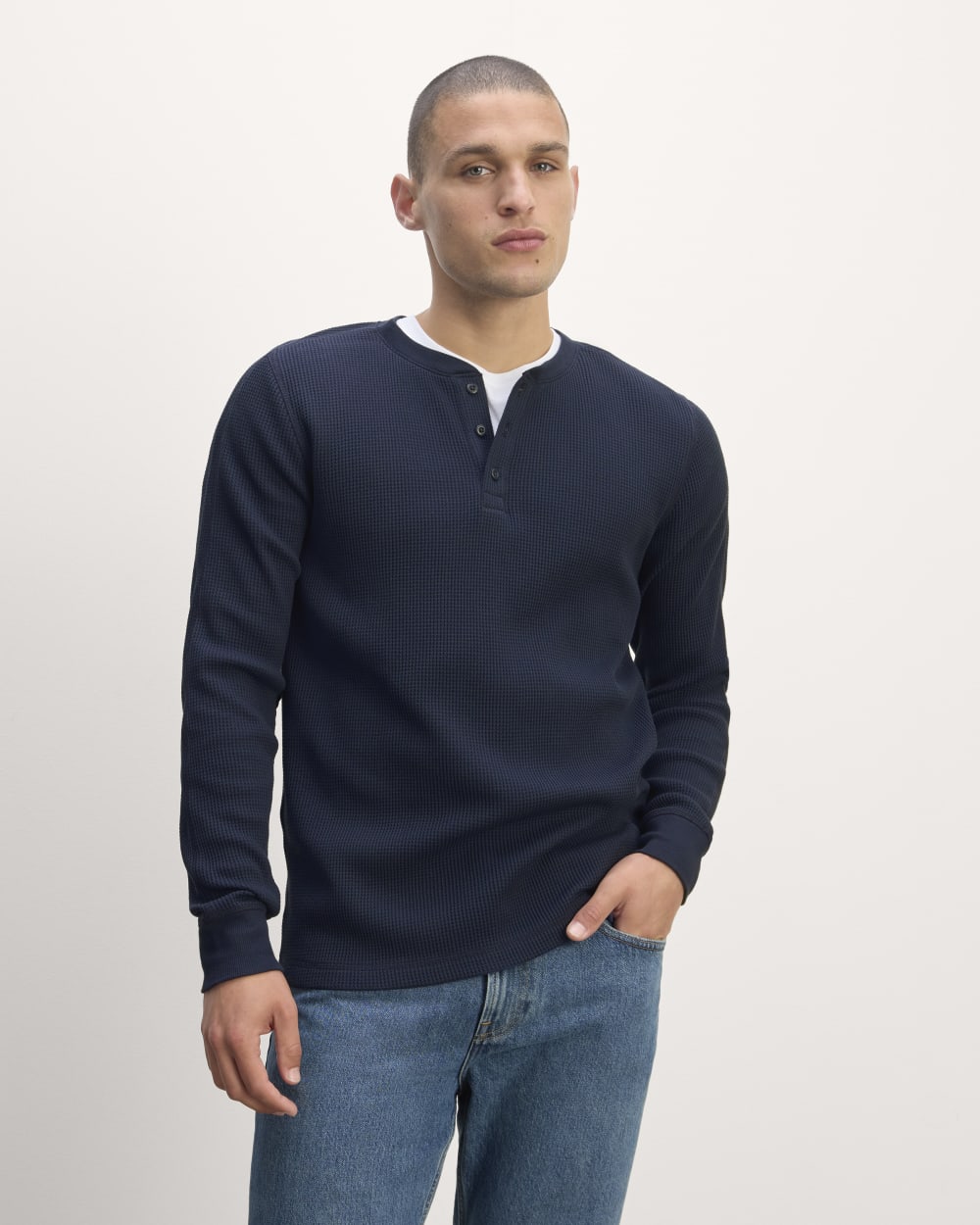 The Waffle Long-Sleeve Henley | Navy
