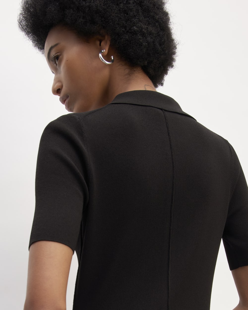 The Viscose Knit Polo Midi Dress | Black - Image 5