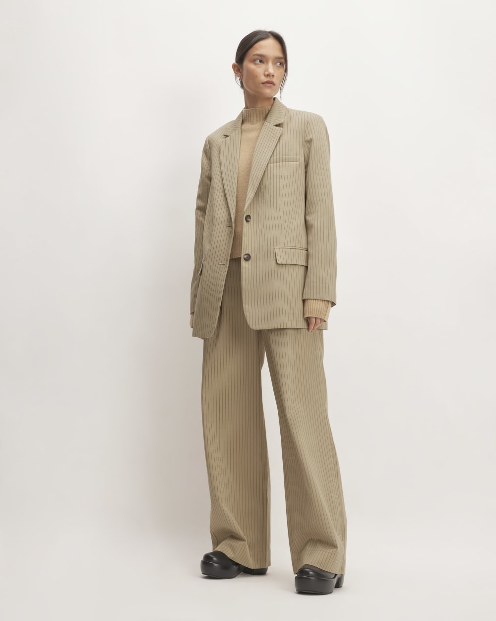 The Oversized Blazer in Buttersmooth | Cornstalk / Black - Image 3