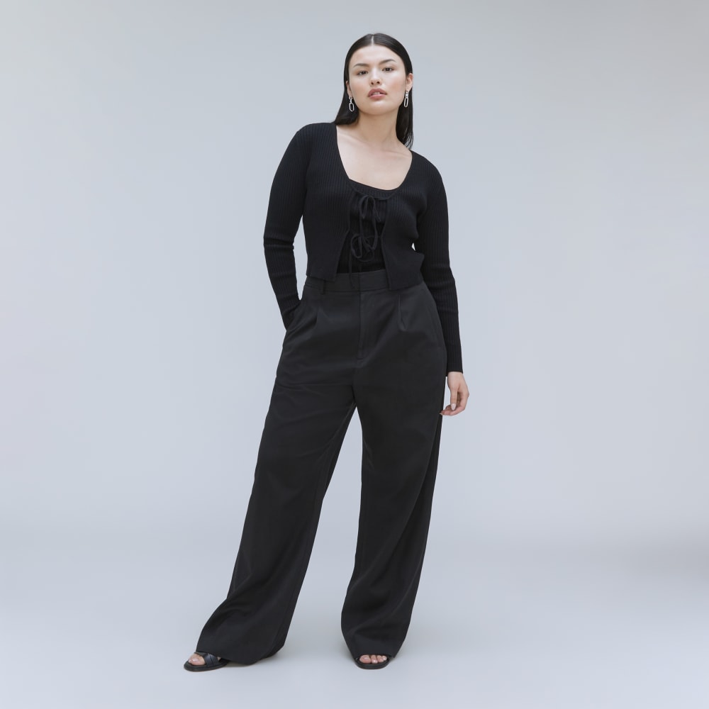 The Cotton-Merino Front-Tie Top | Black - Image 5