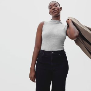 The Pima Micro-Rib Funnel-Neck Tank | Heathered Grey