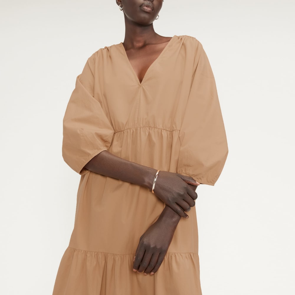 The Poplin Tiered Dress | Caramel - Image 5