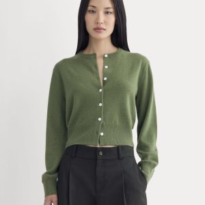 Cashmere Cropped Cardigan | Forest Green
