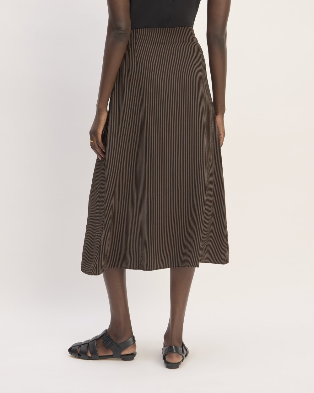 The Mini Jacquard Stripe Slip Skirt | Cocoa / Black - Image 6