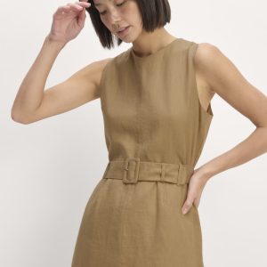 The Linen Belted Midi Dress | Tiger's Eye