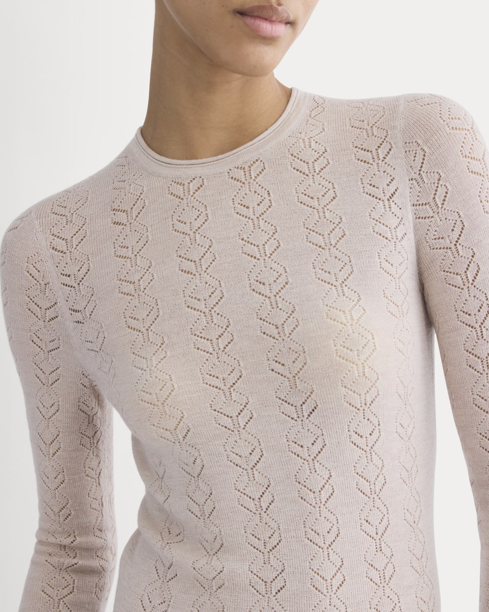 The Pointelle Crew in Ultrasoft Merino | Pale Blush - Image 4