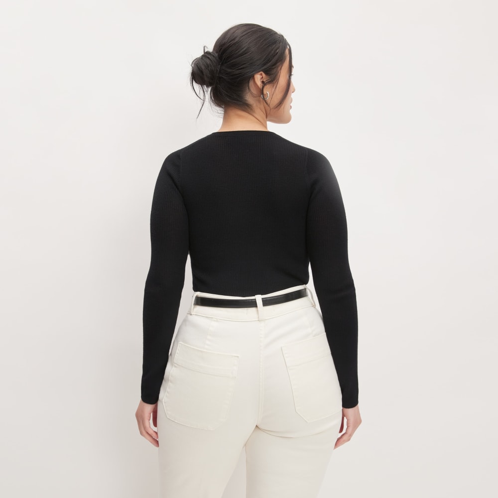 The Long-Sleeve Sweater Tee in Ultrasoft Merino | Black - Image 6