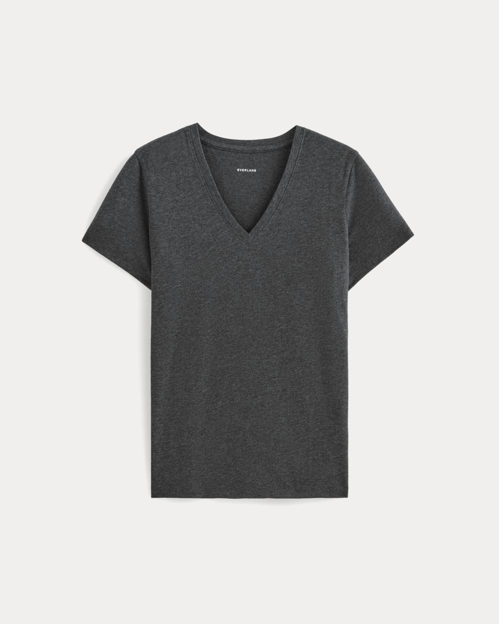 The Slim V-Neck Tee in Essential Cotton | Heathered Soot - Image 2