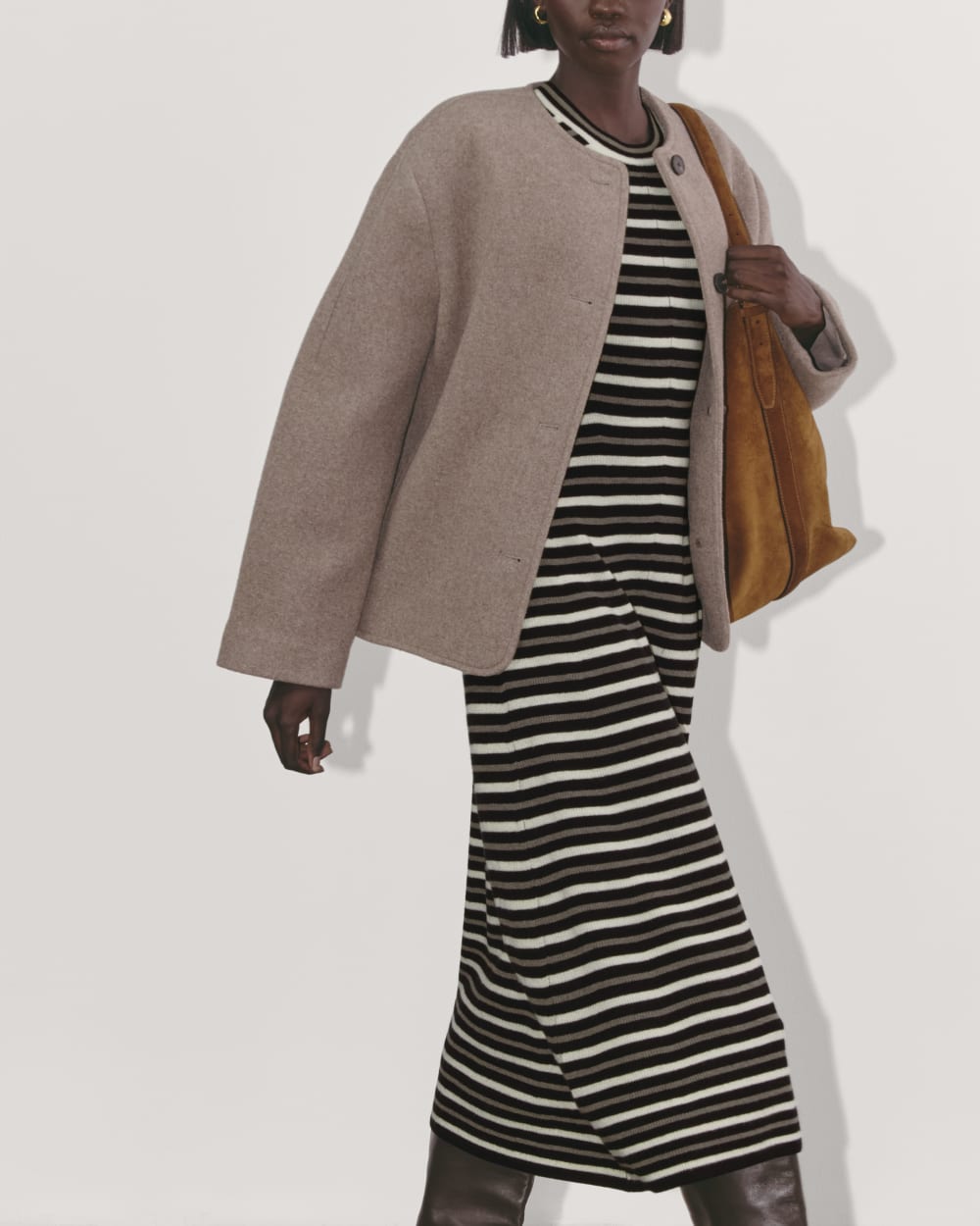 The Ribbed Sweater Dress | Taupe / Canvas / Black - Image 5