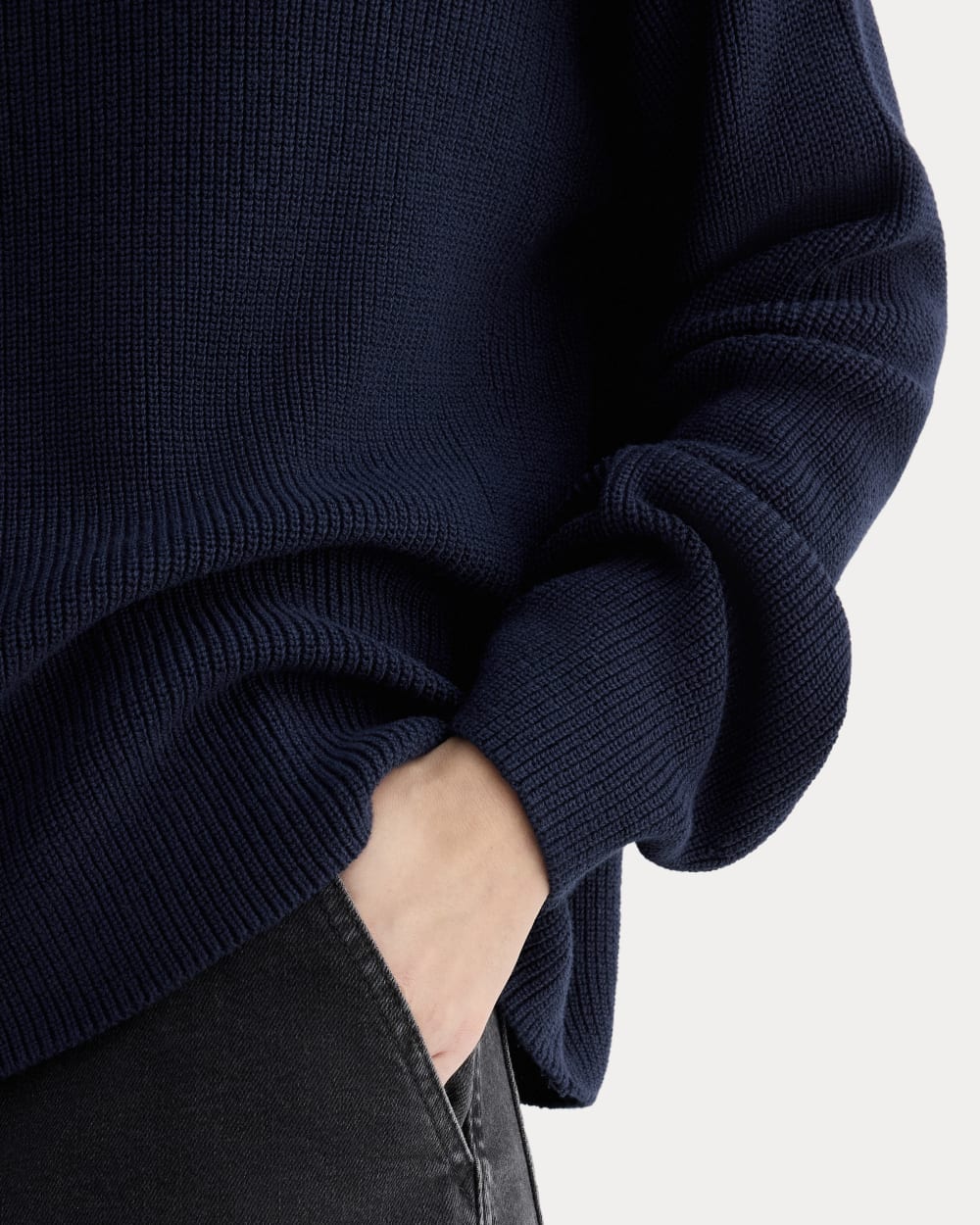 The Slouchy Funnel Neck in Everyday Cotton | Navy - Image 4