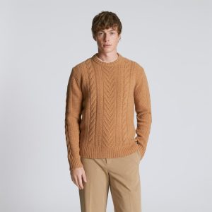 The Felted Merino Cable-Knit Crew | Cappuccino