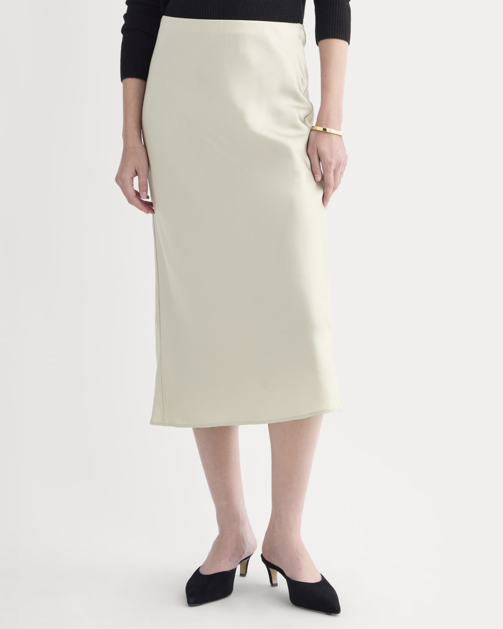 Slip Skirt in Silk Charmeuse | Bone - Image 4