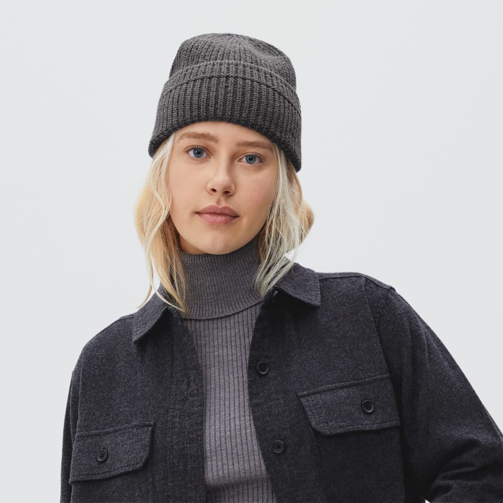 The Organic Cotton Chunky Beanie | Heathered Charcoal - Image 2