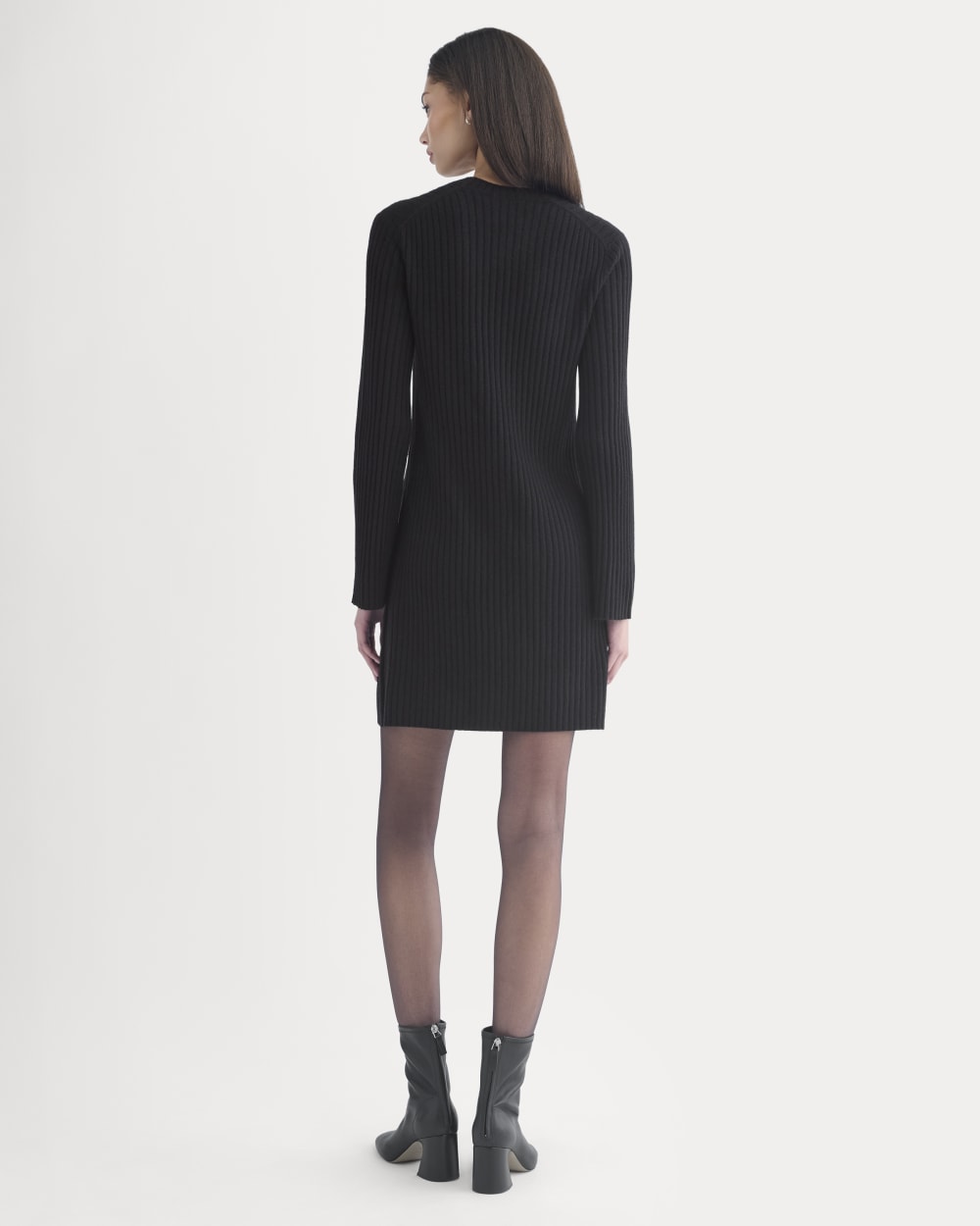Cashmere Long-Sleeve Mini Dress | Black - Image 4