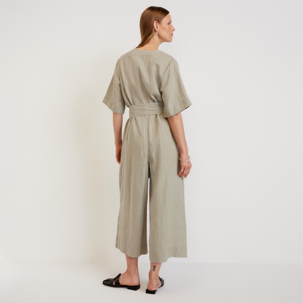 The Wrap Jumpsuit in Linen | Seagrass - Image 3