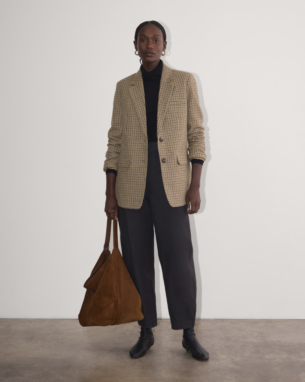 The Oversized Blazer in Wool | Camel Houndstooth - Image 3