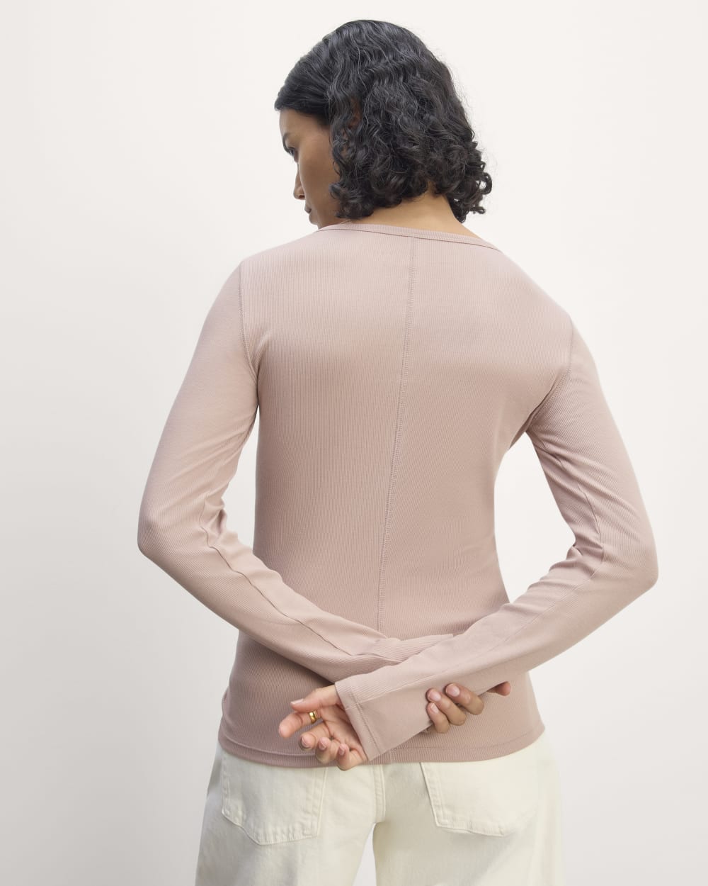 The Luxe Rib Long-Sleeve Crew | Dusty Rose - Image 4