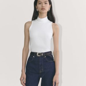 The Form Mock-Neck Tank | White