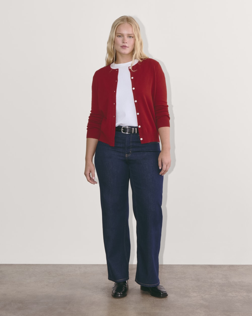 The Classic Cardigan in Cashmere | Berry Red - Image 4