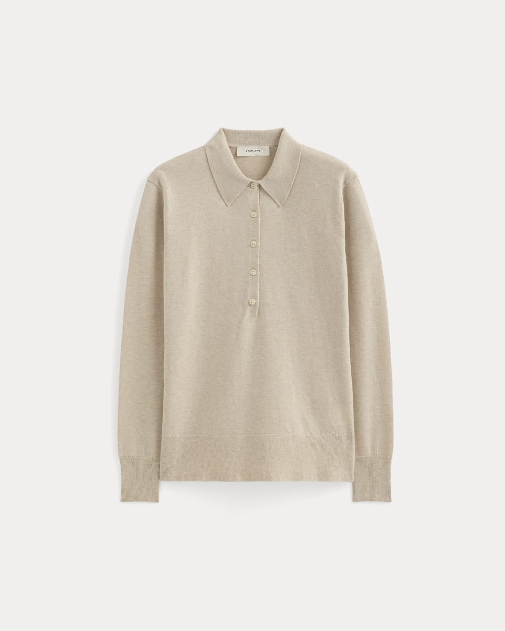 Oversized Polo Sweater in Cotton Merino | Heather Barley - Image 2