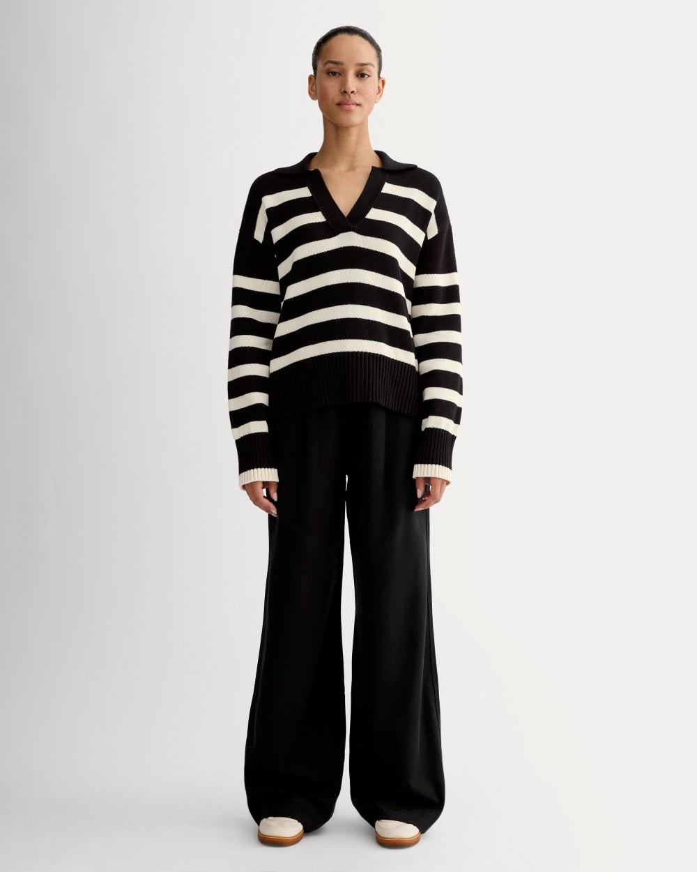 The Boxy Polo in Everyday Cotton | Black / Canvas - Image 3