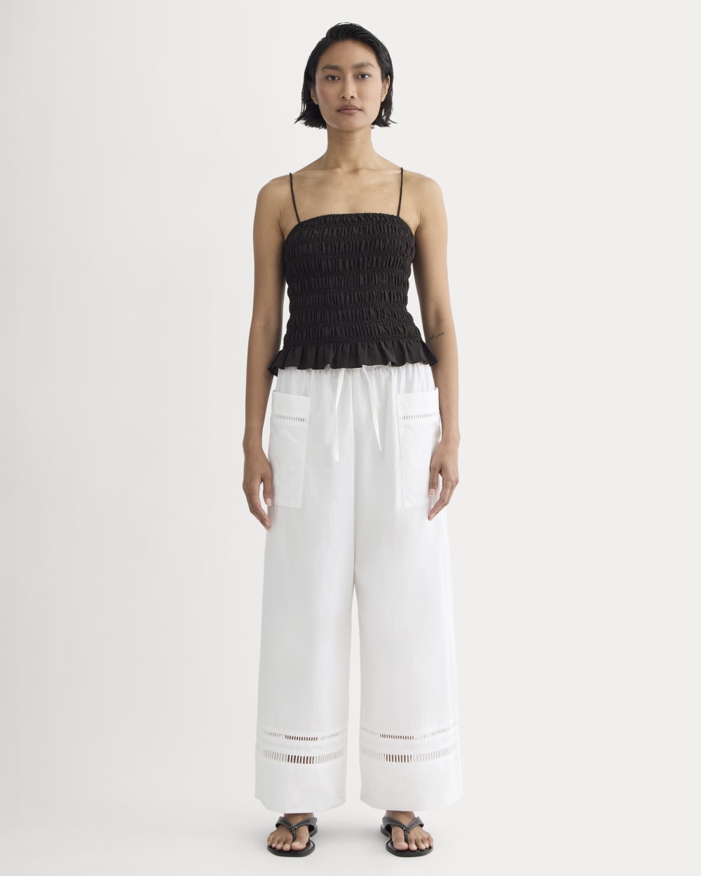The Lace Trim Pant | White