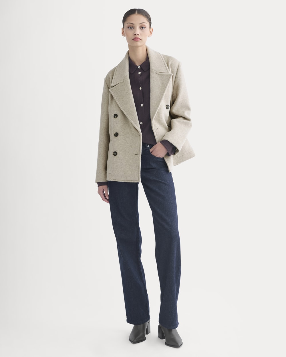 ReWool Short Peacoat | Heather Wheat - Image 3