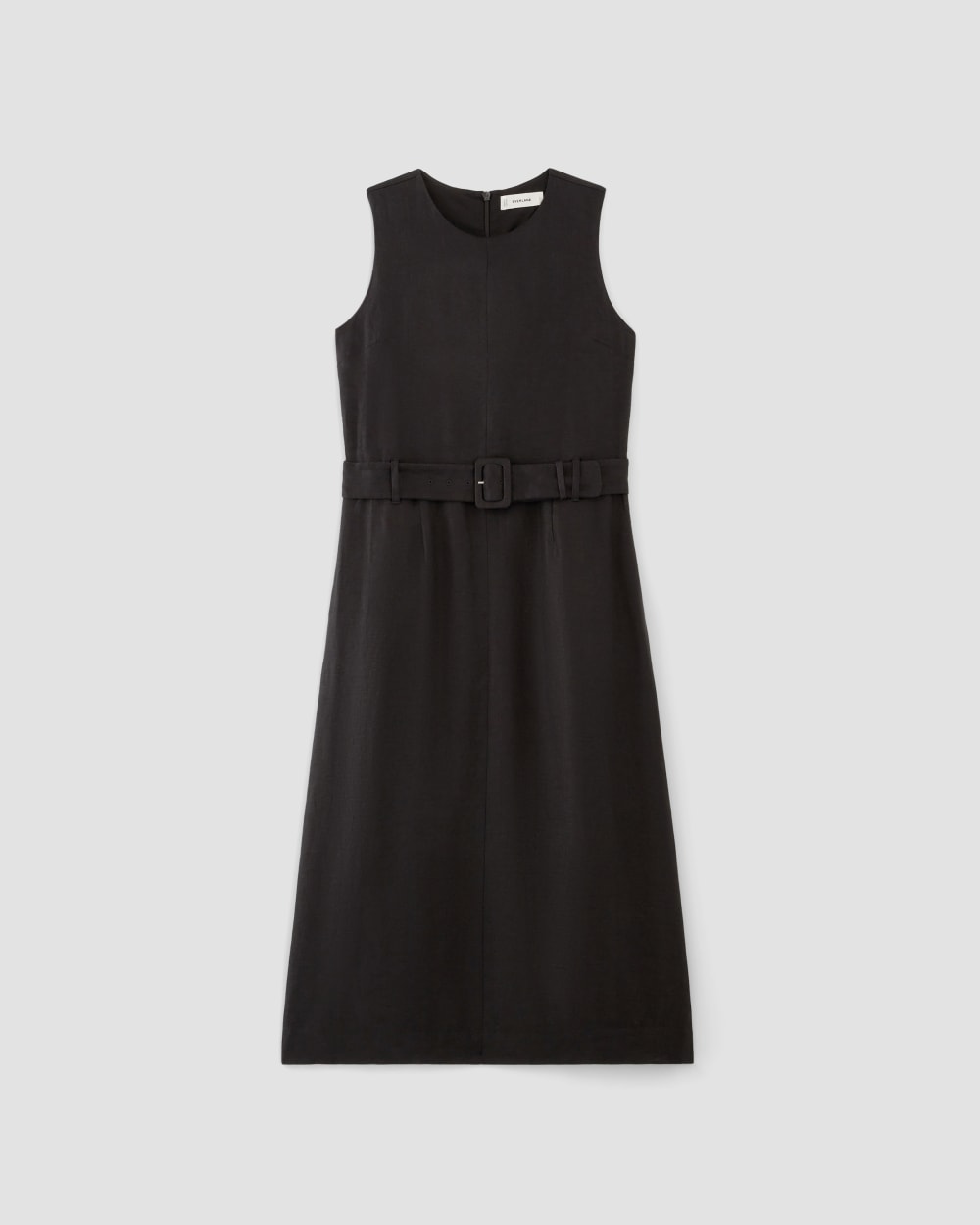 The Linen Belted Midi Dress | Black - Image 2