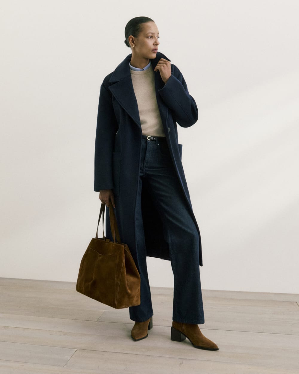 ReWool Belted Blanket Coat | Deep Navy - Image 6