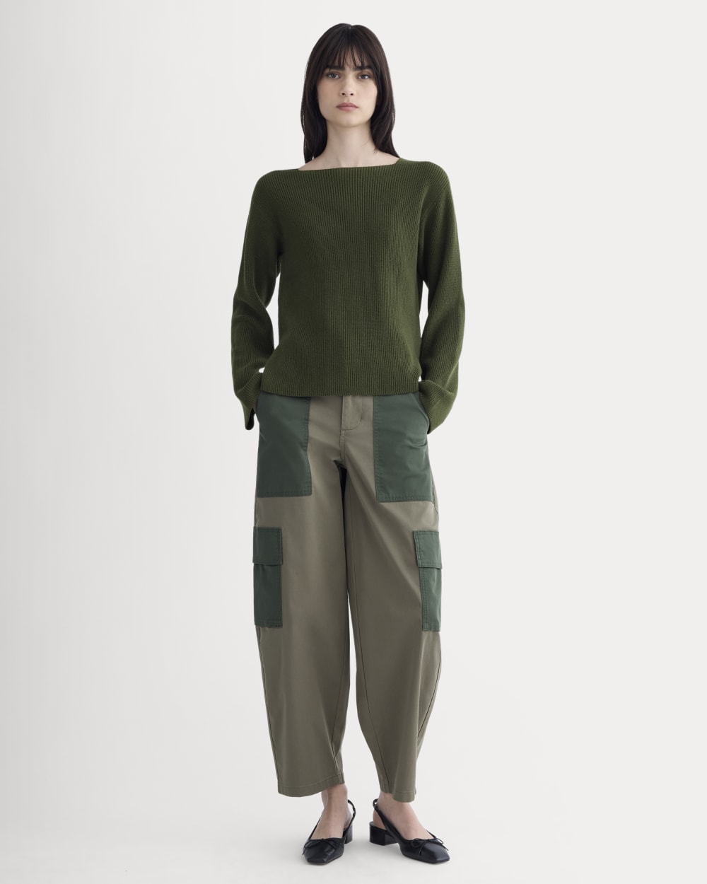 The Boatneck Top in Everyday Cotton | Dark Green - Image 3