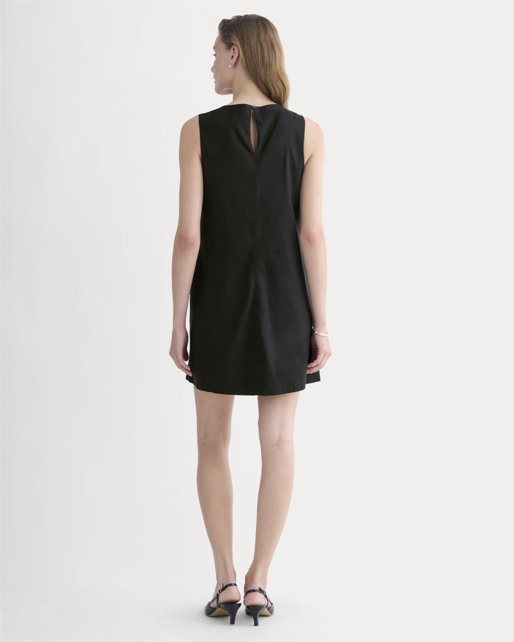 The Shift Dress in Stretch Linen | Black - Image 3