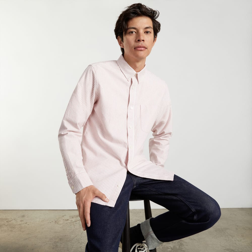 The Slim-Fit Japanese Oxford | Red / White | Regular - Image 3