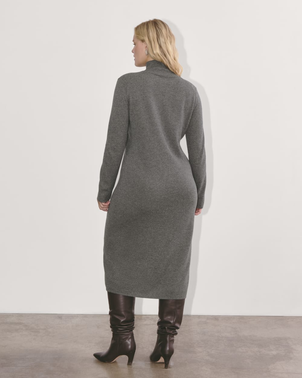 The Turtleneck Sweater Dress in Cashmere | Heather Charcoal - Image 5