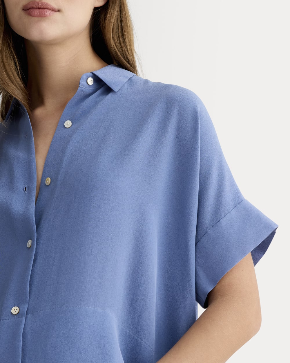 The Boxy Shirt in Washable Silk | French Blue - Image 4