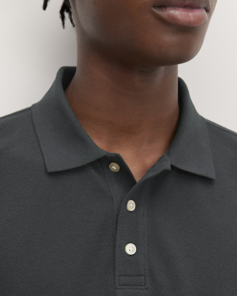 The Long-Sleeve Pique Polo | Heathered Graphite - Image 3