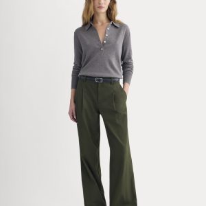 Wide-Leg Trouser in Buttersmooth | Dark Green | 30 Inseam