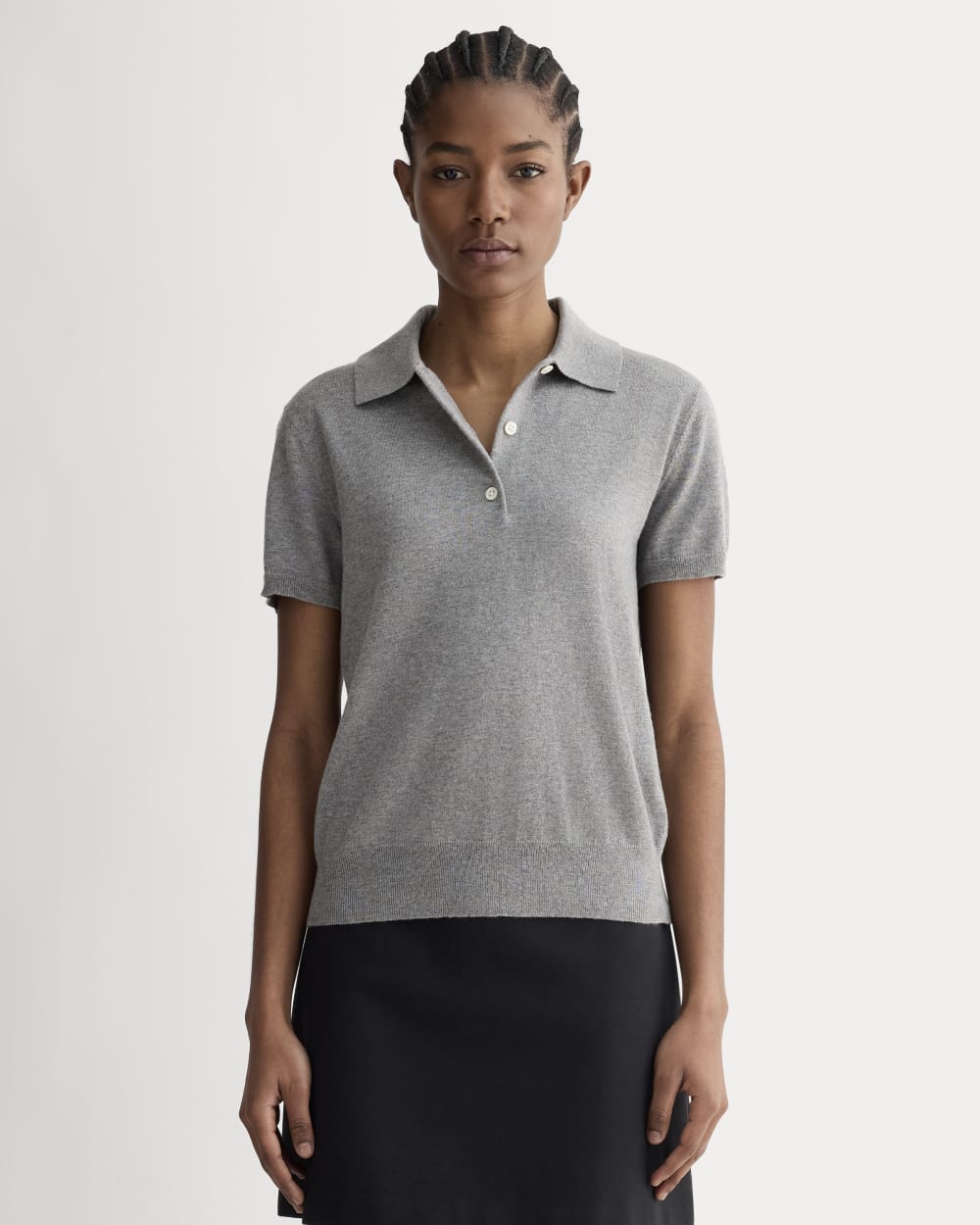 The Polo in Cotton Cashmere | Heather Charcoal