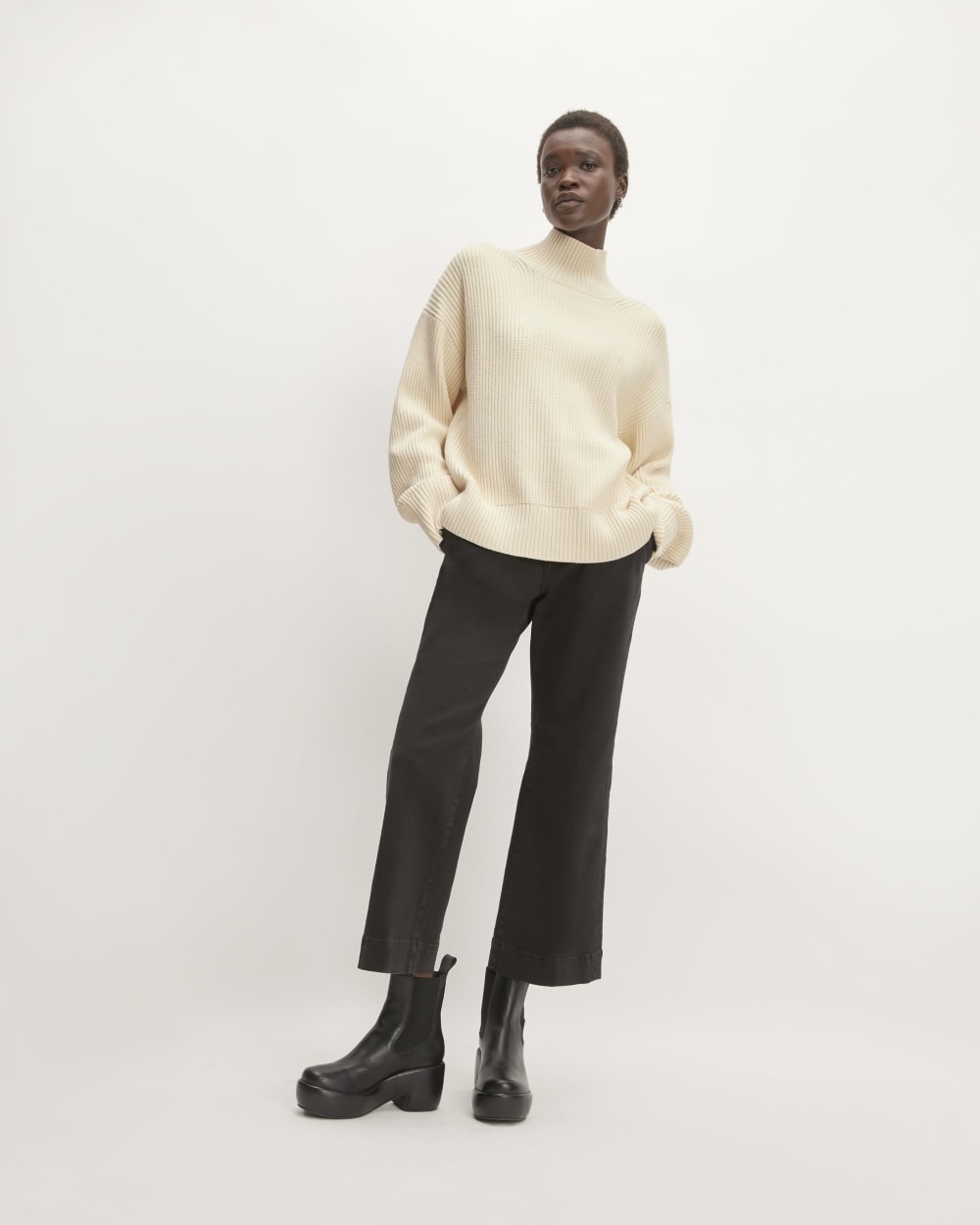 The Organic Cotton Ribbed Turtleneck | Canvas - Image 3