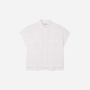 The Short-Sleeve Box Shirt | Red Pinstripe