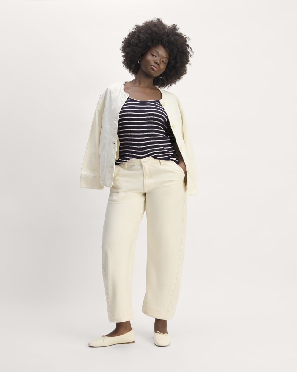 The Vintage Rib Scoop-Neck Top | Navy / Bone - Image 3