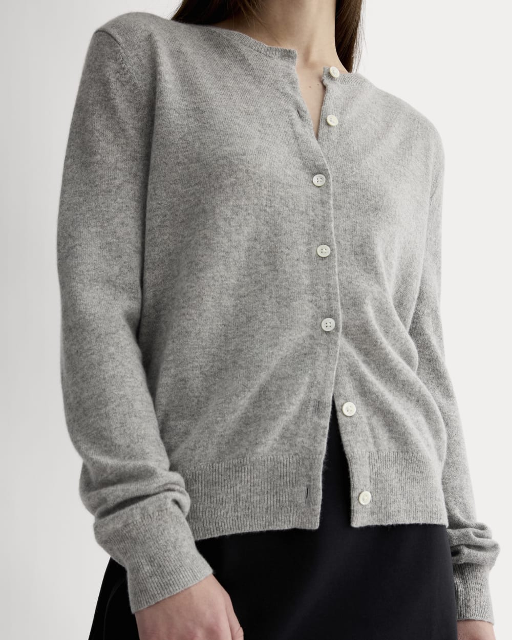 The Classic Cardigan in Cashmere | Light Heather Grey - Image 4