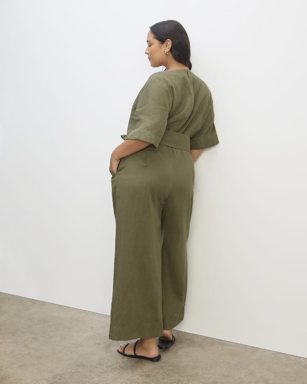 The Wrap Jumpsuit in Linen | Kalamata - Image 6